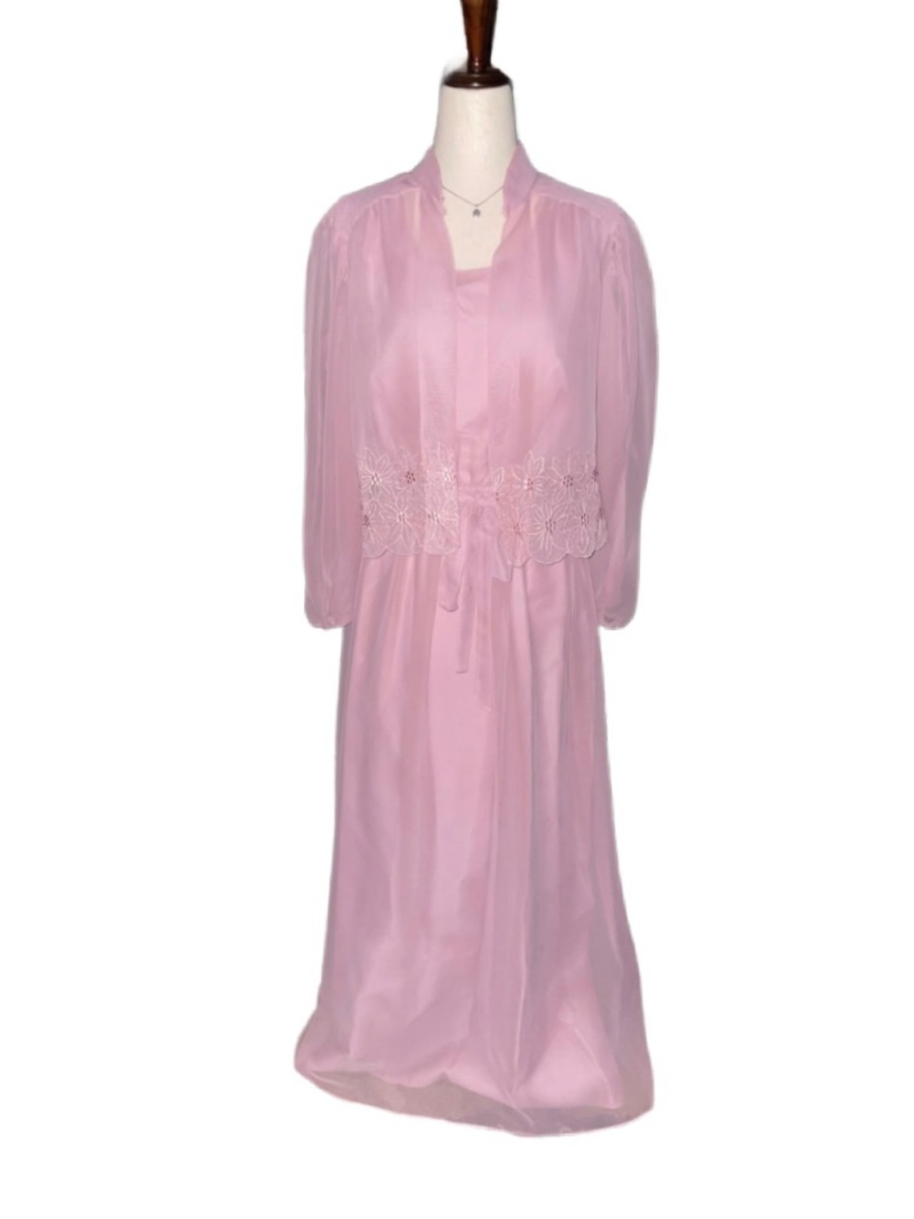 ILGWU Union Made in USA ~ Women’s Size 16 ~ Pink ~ Maxi Sheer Dress